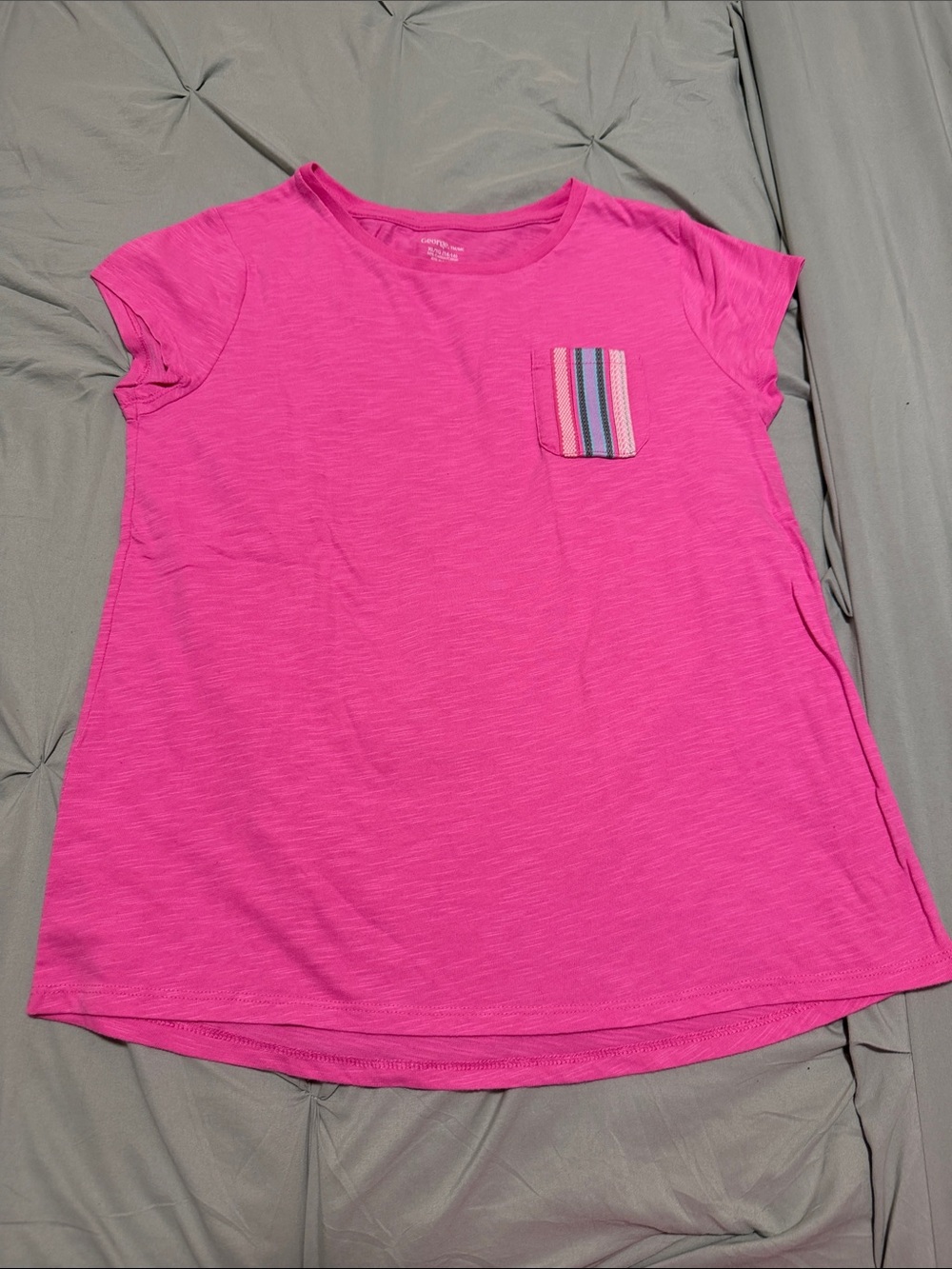 George Hot Pink Short Sleeve Tee with Striped Pocket